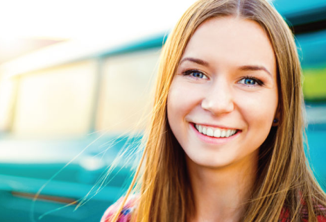 Smiling brunette female