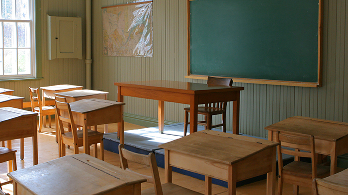 Desks in a one-room school house