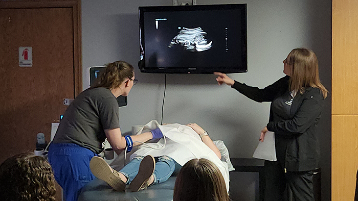 Ultrasound being performed by a technician