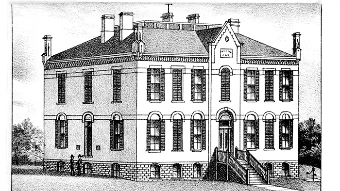 Rendering of HSHS St. Elizabeth's Hospital in 1881