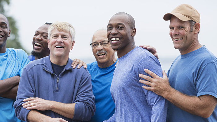 Diverse group of men enjoying afternoon