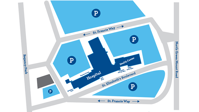 St. Elizabeth's campus parking map graphic