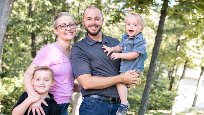 Young family enjoying the outdoors