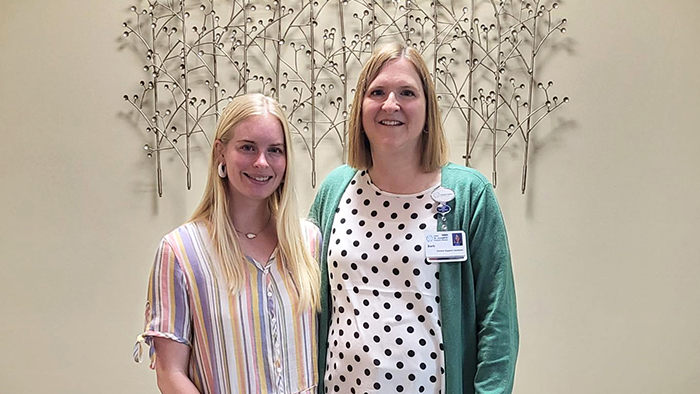 Dr. Abigail Stutz, audiologist, and Barb Ratermann, audiology clerical assistant.