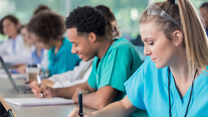 Young nursing students in a lecture