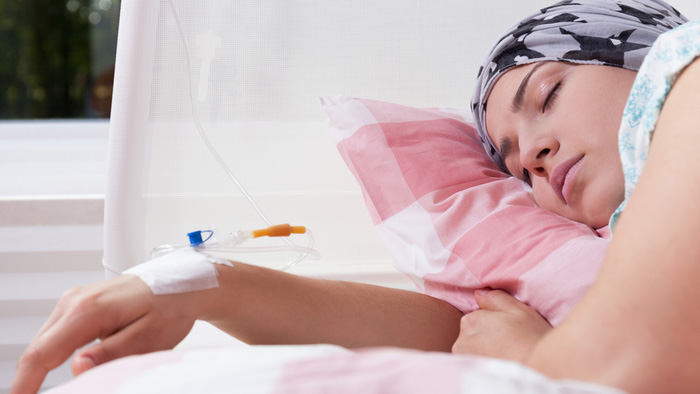 Woman resting during treatment