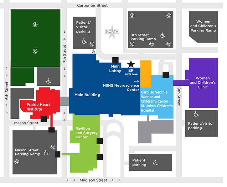 St Johns Town Center Map Campus Map And Parking | Hshs St. John's Children's Hospital, Springfield,  Il
