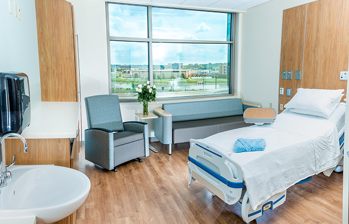 St. Joseph Highland - view of inpatient department hospital room