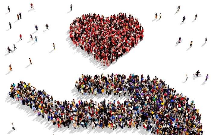 St Mary Decatur community partnerships people standing in heart shape