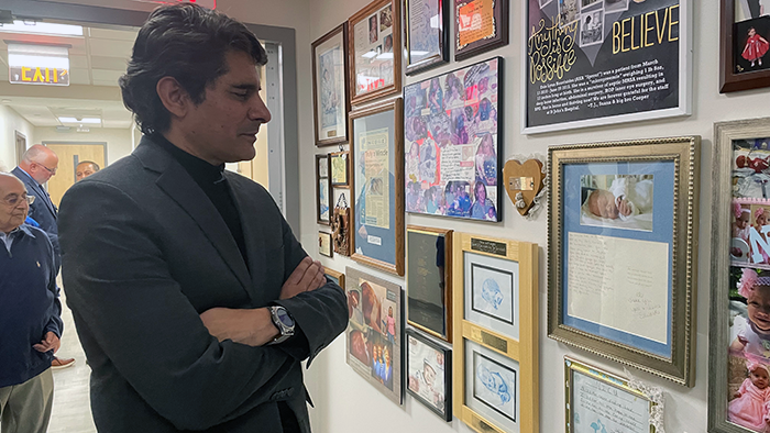 Dr. Mukkamala in hospital hallway