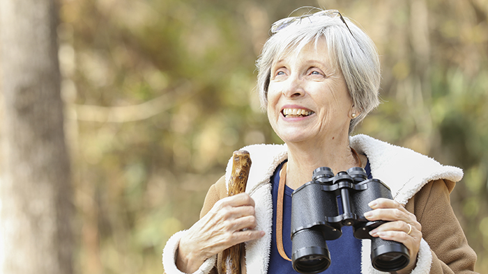 Woman bird watching