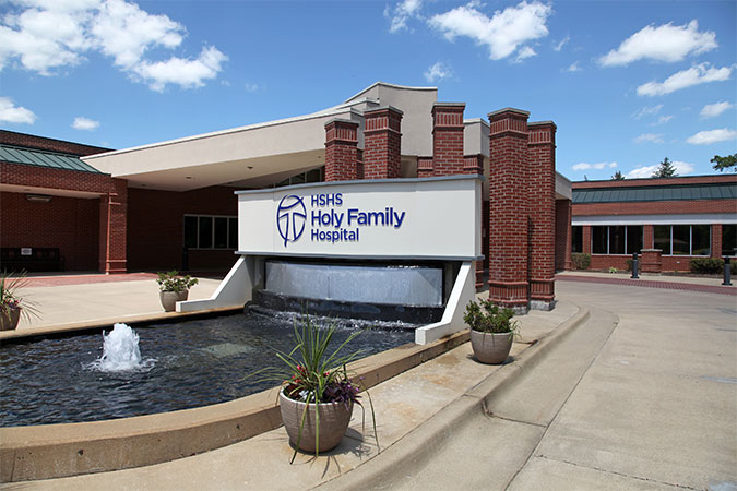 Exterior of HSHS Holy Family Hospital at 200 Health Care Dr, Greenville, Il 62246