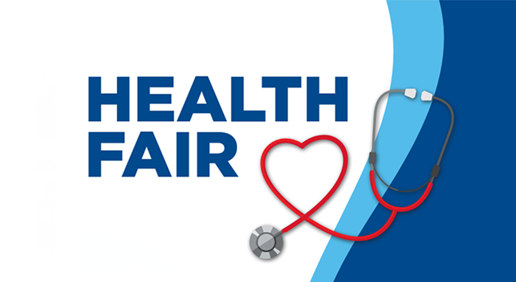 Community Health Fair graphic with stethoscope