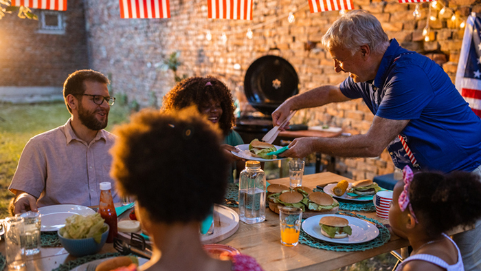 Family having an Independence Day cookout