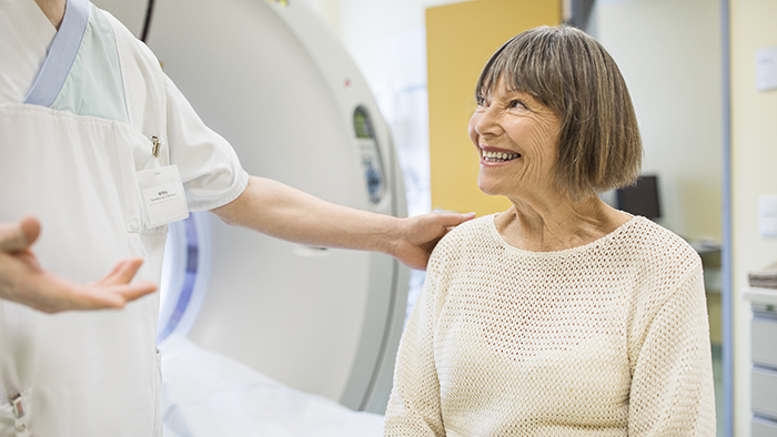 Woman patient preparing for the CT heart scan