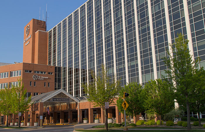 Front exterior of HSHS St. Vincent's Hospital in Green Bay, Wisconsin