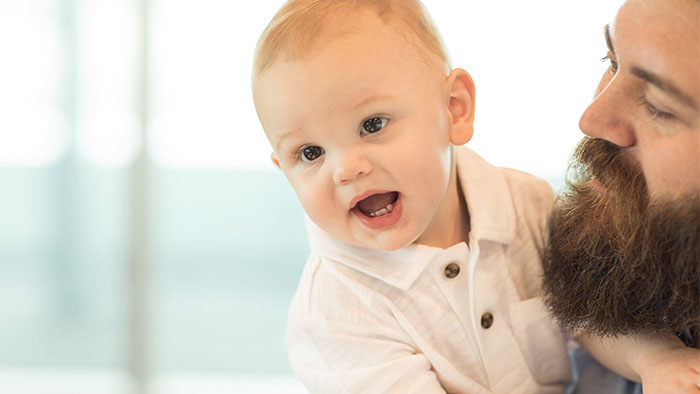 Young boy toddler with dad