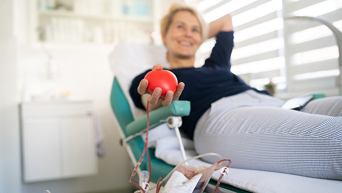 woman giving blood