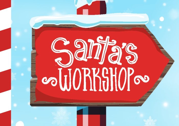 Sign graphic of Santa's Workshop