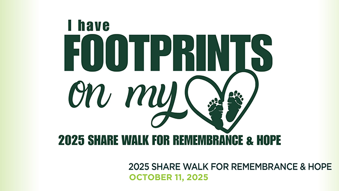 I have footprints on my heart. Share walk graphic.