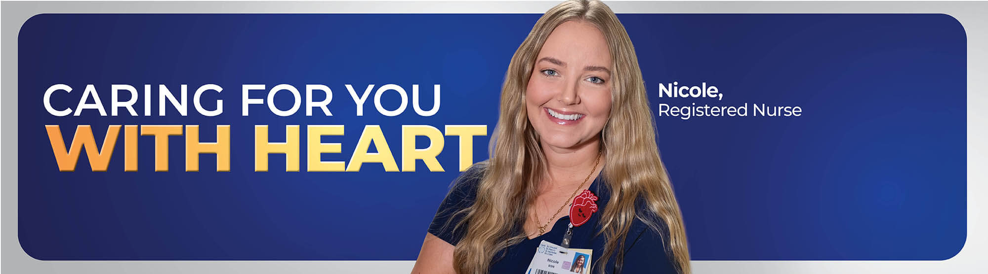 Graphic that says caring for you with heart