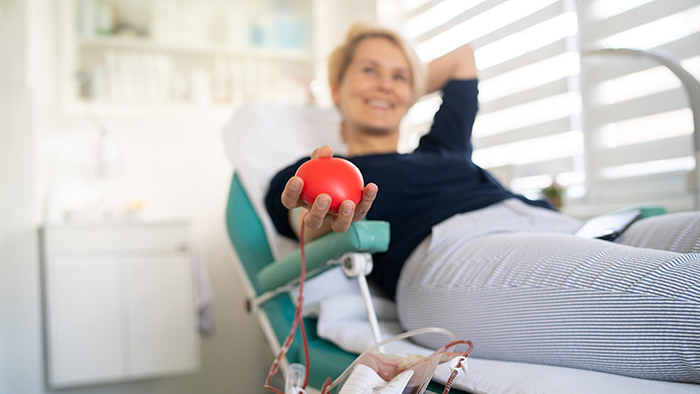 woman giving blood