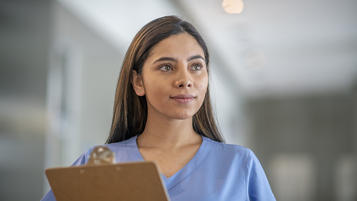 Nursing student smiling