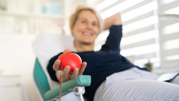 woman giving blood