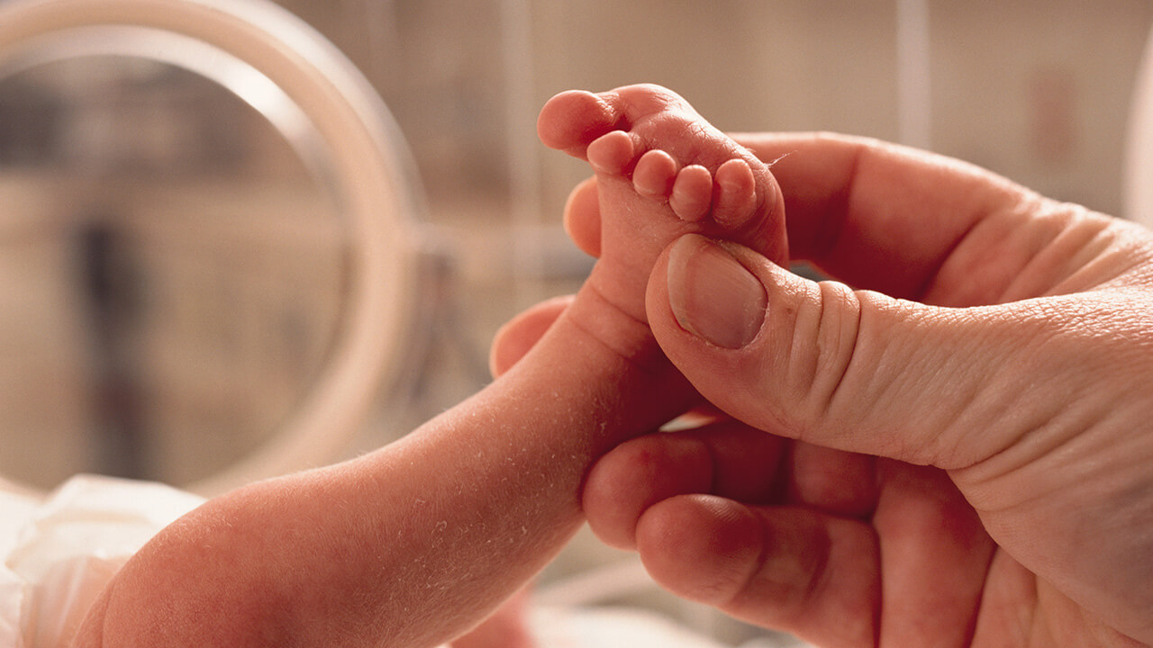 Newborn baby in a NICU