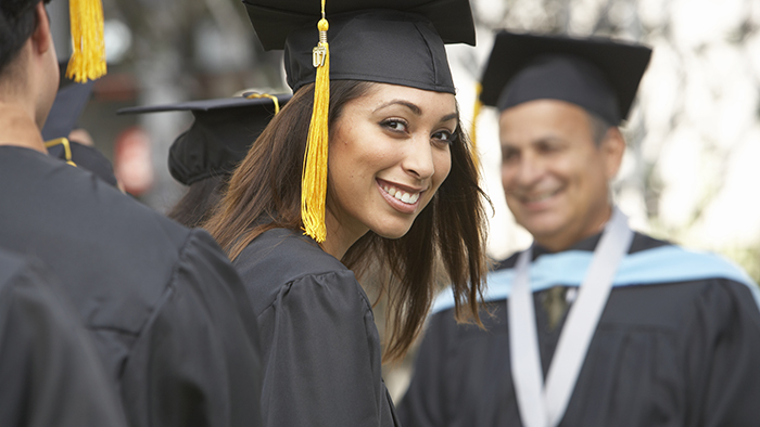 Woman graduating college