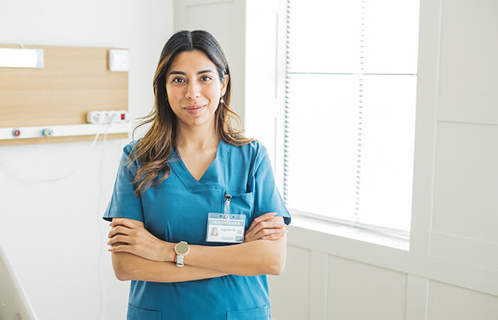 female nurse with long black hair 