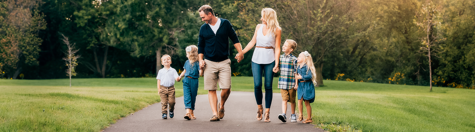 Family walking outdoors.