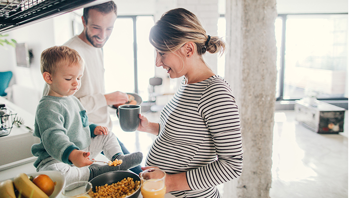 A young family in the kitchen