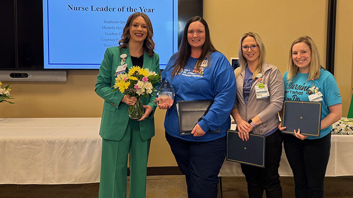 Photo 6 – Stephanie Grant, House Supervisor, Inpatient Care Unit, Nurse Leader of the Year (second from left)