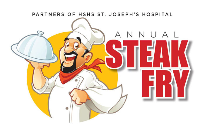 Steak Fry graphic of a cartoon chef holding a tray