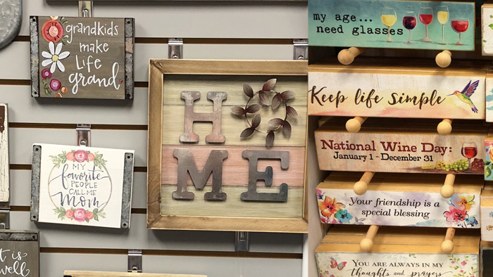 Gift shop home decor items