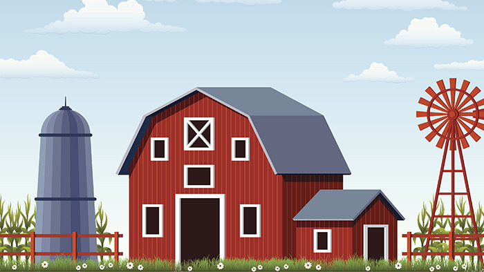 red barn scene graphic
