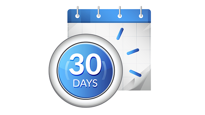 30 Days calendar graphic