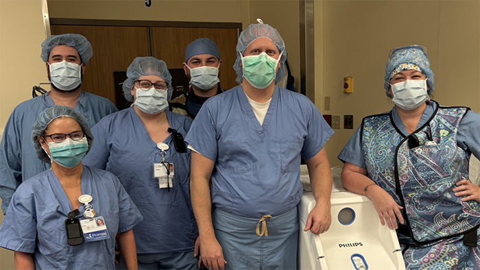 Dr. Michael Hushion, Prairie Cardiovascular Electrophysiologist performed the first laser lead extraction at HSHS St. Elizabeth’s Hospital.